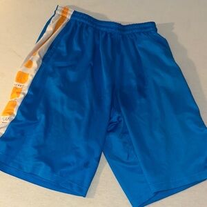 Mens Size XL Nike Blue and Orange Athletic Shorts with Elastic Waistband.